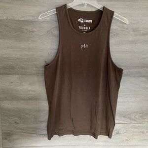 Youngla Embroidered Brown Tank Top